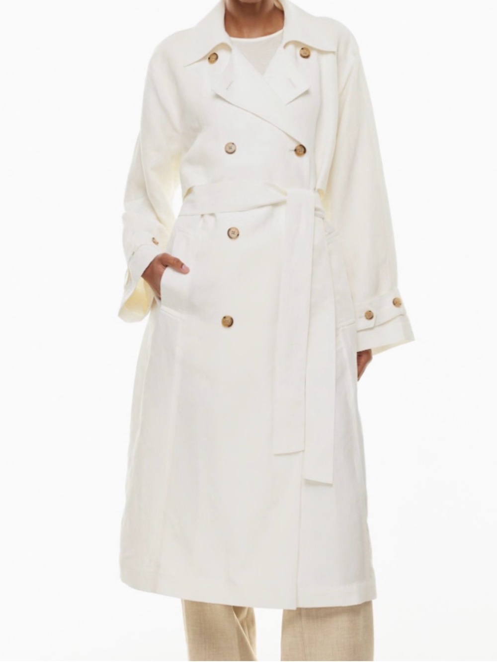 NWT Wilfred Aritzia Phase Ivory Long Trench Coat Size M | $195